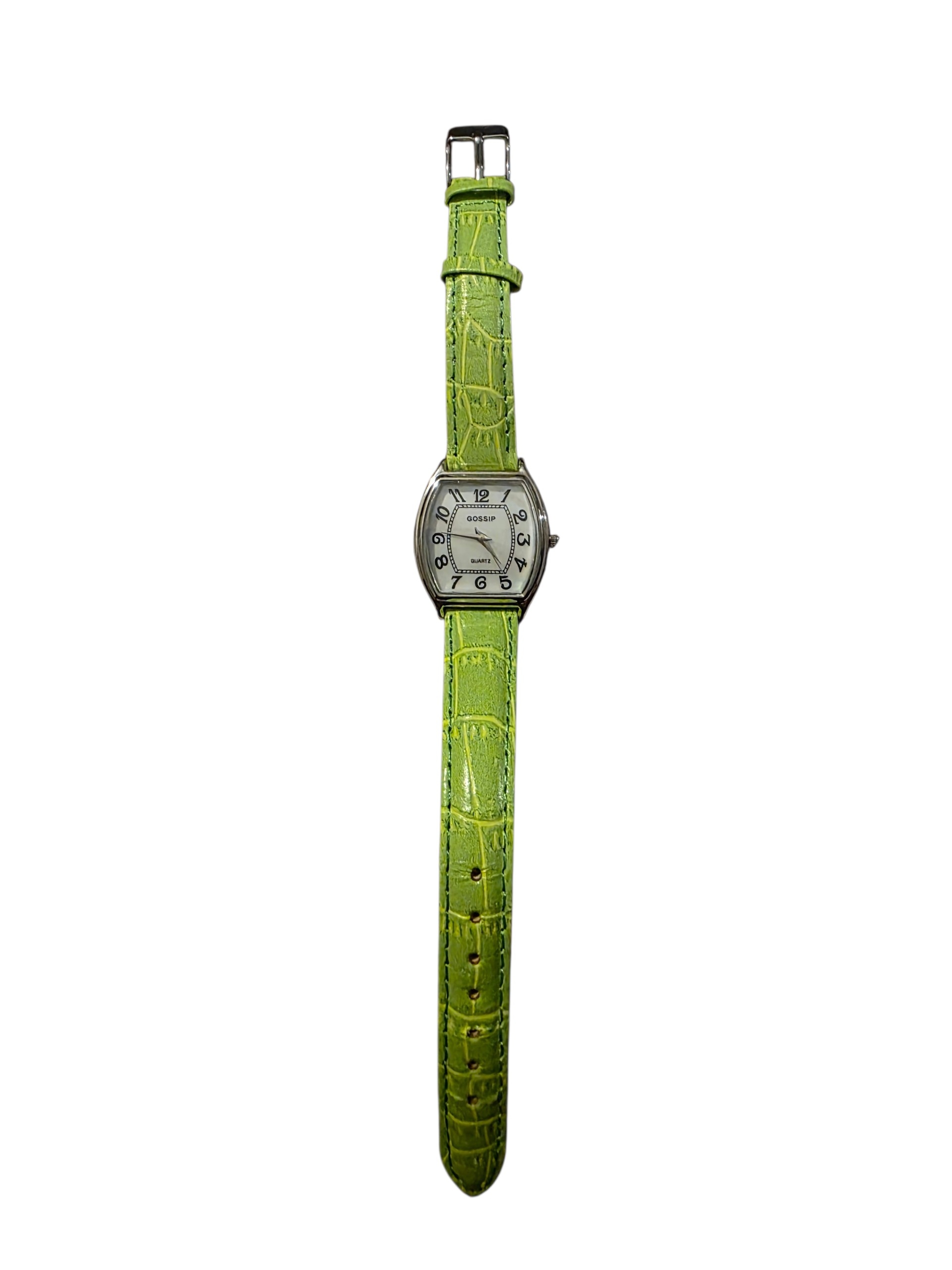 Gossip Lime Green CrocEmbossed Leather Strap Analog Watch